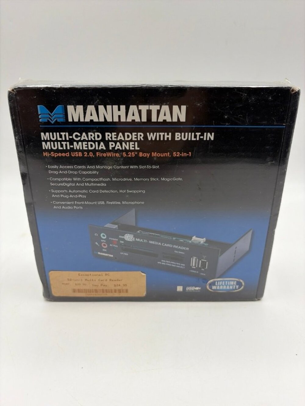 Manhattan 52-in-1 Mutli-Card Reader w/Built-in Multimedia 5.25" Bay Mount Panel